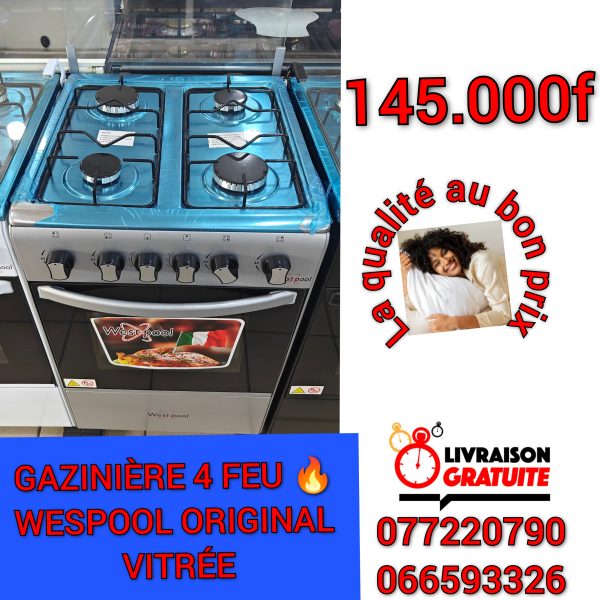 Gazinière 4 feux Wespool vitrée 50x50