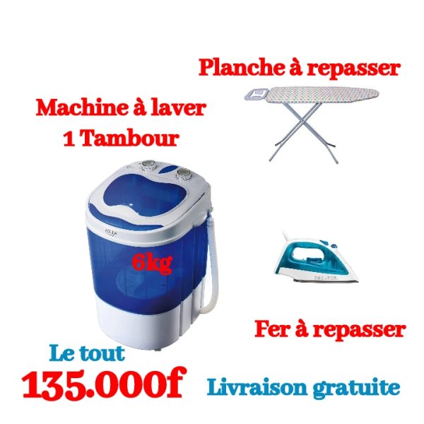 Machine à laver + Planche et Fer à repasser