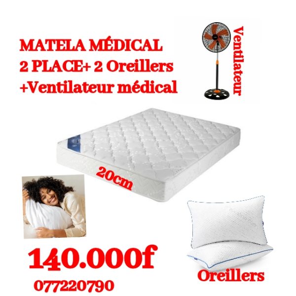 Matelas + ventilateur + taie d'oreiller