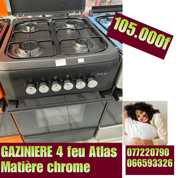 Gazinière 4 feux Atlas matière chrome